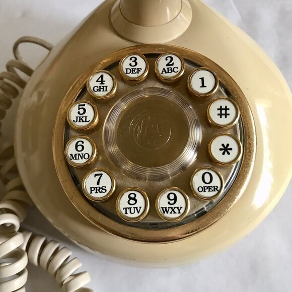 Western Electric Vintage‎ Push Button Telephone Cream Ivory & Brass Mid Century - Picture 5 of 10